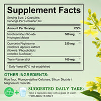 YiaknisUK Nicotinamide Riboside Complex with Quercetin & Resveratrol 120 Capsules - image 4