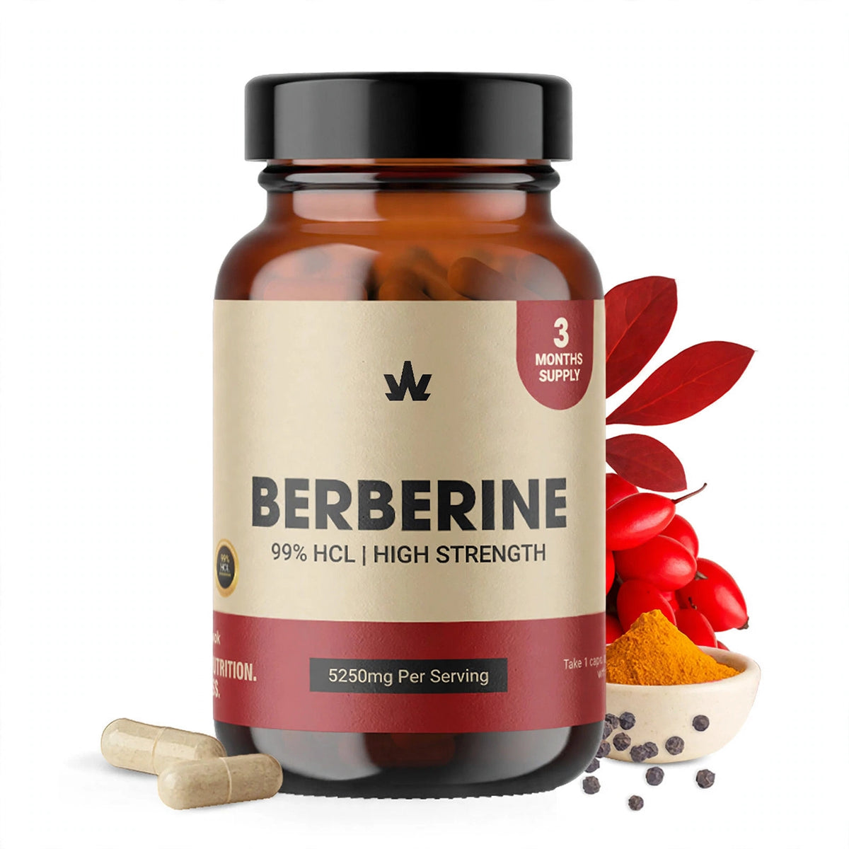 Berberine 99% HCL High Strength – 90 Capsules