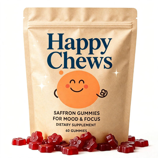 Happy Chews Saffron Gummies for Mood & Focus – 60 Count