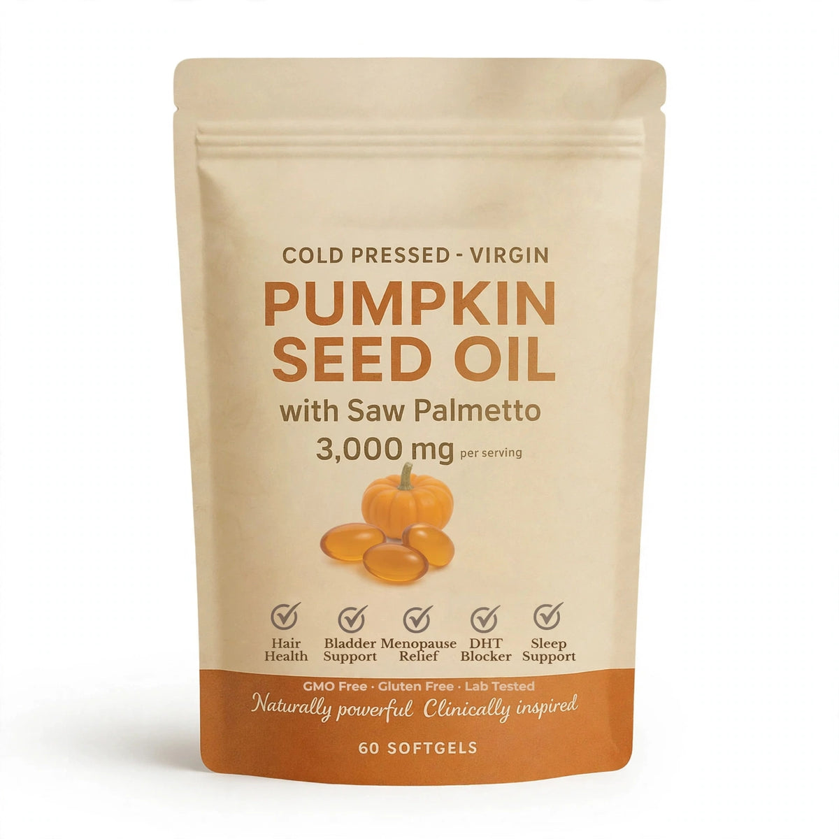 Cold-Pressed Pumpkin Seed Oil with Saw Palmetto – 60 Softgels